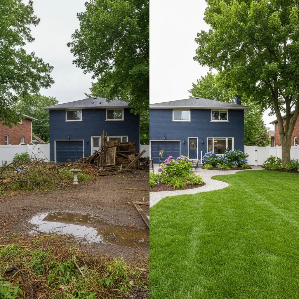 Excavating contractor transformation - before and after by Legacy Landscaping Etobicoke in Etobicoke